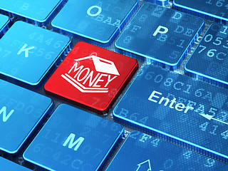 Image showing Banking concept: Money Box on computer keyboard background