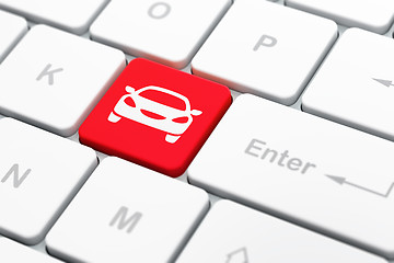 Image showing Travel concept: Car on computer keyboard background