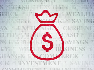 Image showing Money concept: Money Bag on Digital Paper background