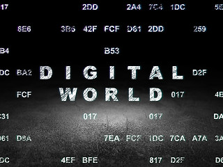 Image showing Information concept: Digital World in grunge dark room