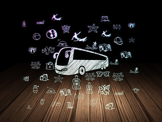 Image showing Vacation concept: Bus in grunge dark room