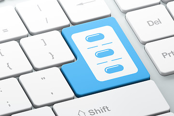 Image showing Health concept: Pills Blister on computer keyboard background