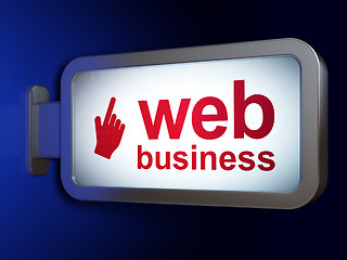 Image showing Web design concept: Web Business and Mouse Cursor on billboard background