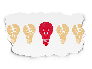 Image showing Finance concept: light bulb icon on Torn Paper background