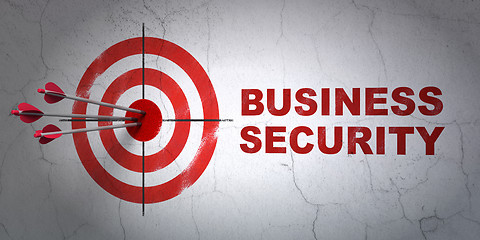 Image showing Protection concept: target and Business Security on wall background