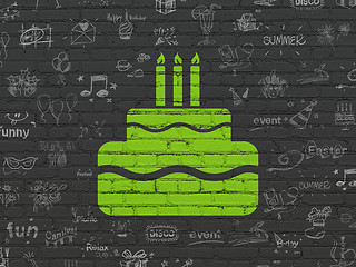 Image showing Entertainment, concept: Cake on wall background