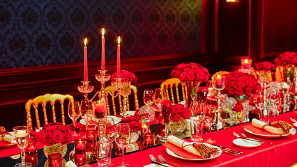 Image showing Table set for wedding or another catered event dinner.