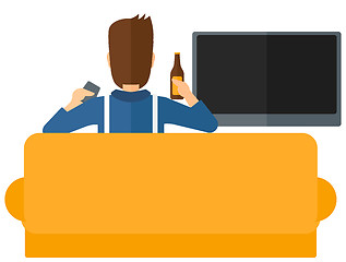 Image showing Man watching TV.