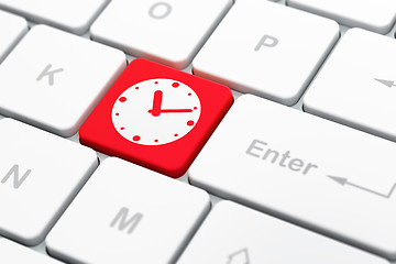 Image showing Time concept: Clock on computer keyboard background