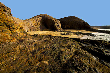 Image showing spain landscape rock ky cloud beach   lanzarote  isle 