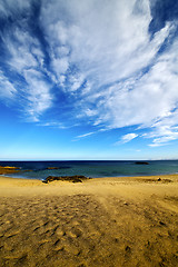 Image showing footstep in lanzarote   cloud beach  water  and summer 