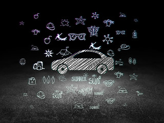 Image showing Vacation concept: Car in grunge dark room