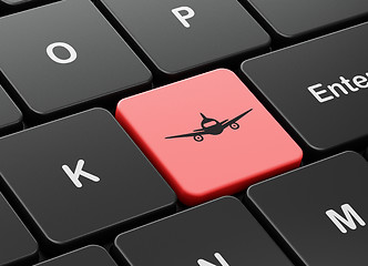 Image showing Vacation concept: Aircraft on computer keyboard background