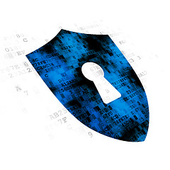 Image showing Safety concept: Shield With Keyhole on Digital background