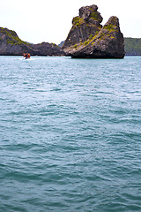 Image showing prayer monkey rock in thailand kho phangan  bay abstract boat