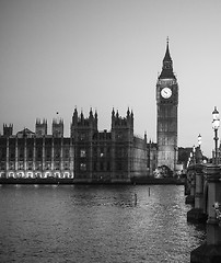 Image showing Black and white Houses of Parliament in London