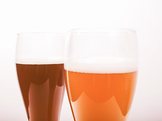 Image showing Retro looking Two glasses of German beer