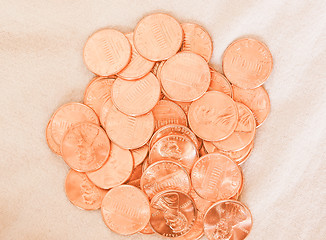 Image showing  Dollar coins 1 cent wheat penny vintage