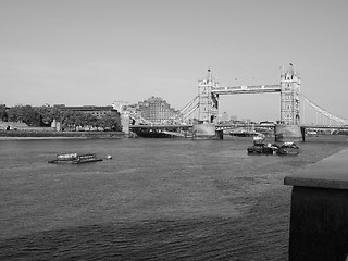 Image showing Black and white Tower Bridge in London