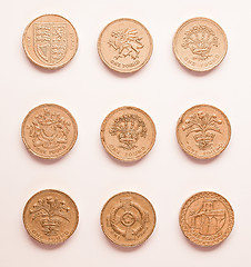 Image showing  One Pound coins vintage