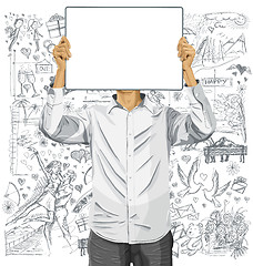 Image showing Man With Write Board Against Love Background