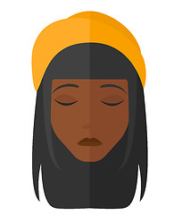 Image showing Grieving woman with eyes closed.