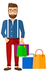 Image showing Buyer with shopping bags.