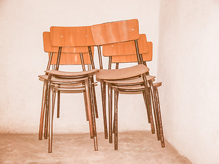 Image showing  Piled chairs vintage