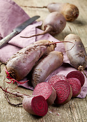Image showing Beet roots on wooden table