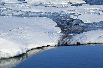 Image showing Melting ice at glacier lagoon Jokulsarlon, Iceland