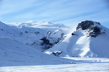 Image showing Snowy mountain landscape in Iceland