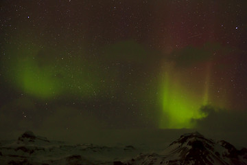 Image showing Different colors of northern lights in Iceland