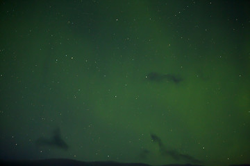 Image showing Northern lights with bright stars in Iceland