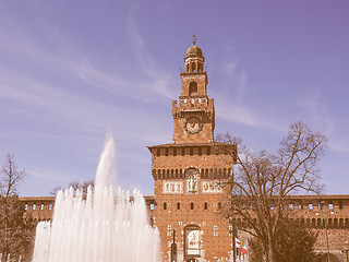 Image showing Retro looking Castello Sforzesco Milan