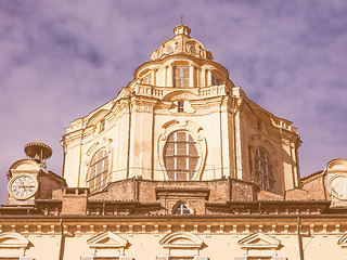 Image showing Retro looking San Lorenzo church Turin