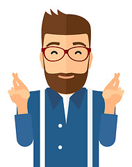 Image showing Hopeful hipster man with the beard.
