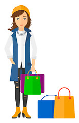 Image showing Buyer with shopping bags.