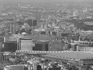 Image showing Black and white Aerial view of London