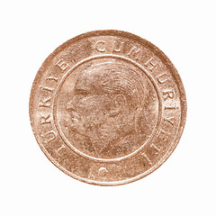 Image showing  Turkish coin isolated vintage