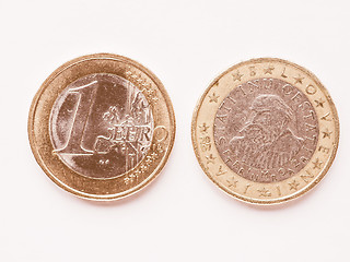 Image showing  Slovenian 1 Euro coin vintage