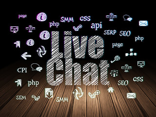 Image showing Web design concept: Live Chat in grunge dark room