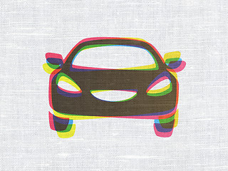 Image showing Travel concept: Car on fabric texture background