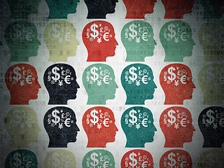 Image showing Education concept: Head With Finance Symbol icons on Digital Paper background