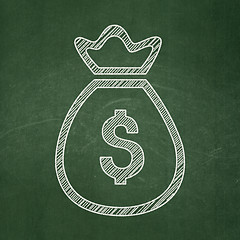 Image showing Banking concept: Money Bag on chalkboard background