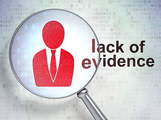 Image showing Law concept: Business Man and Lack Of Evidence with optical glass