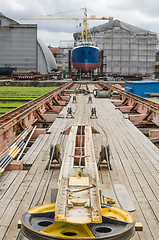 Image showing The ship on the stocks in the shipyard