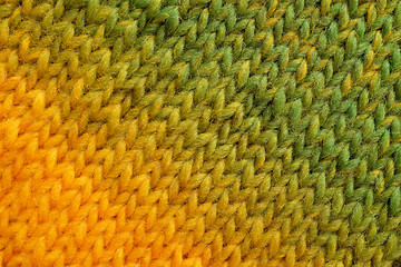 Image showing Yellow and green diagonal stockinette stitch background