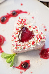 Image showing heart-shaped valentine cake