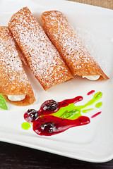 Image showing Sicilian cannoli at plate