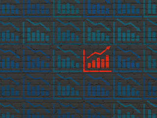 Image showing Finance concept: growth graph icon on wall background
